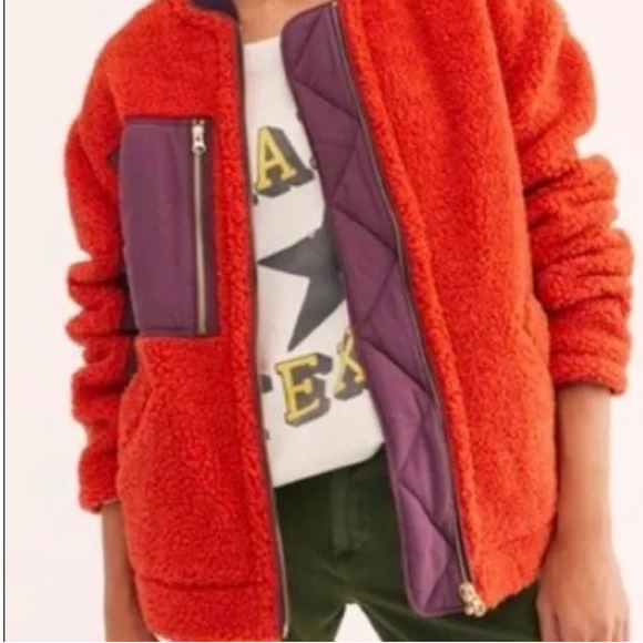 Free People Women's Rivington Sherpa Jacket Orange Purple sz XS - Picture 3 of 15